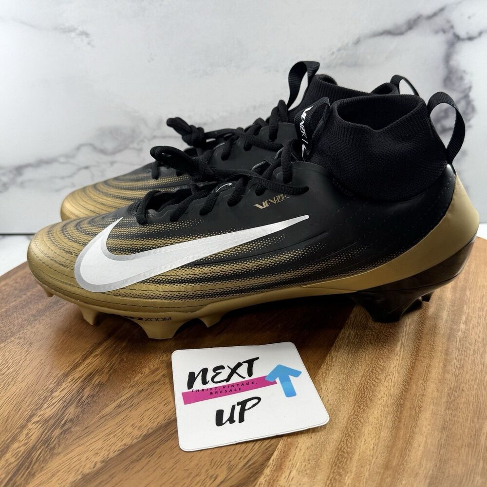 Mens 13-Nike Air Zoom Vapor Pro 1 Black Gold FB3298-003 nby Football Cleats